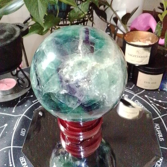 7.1 LB HUGE Druzy Statement Fluorite Crystal Ball Sphere Mineral & Many Rainbows - Picture 11 of 13